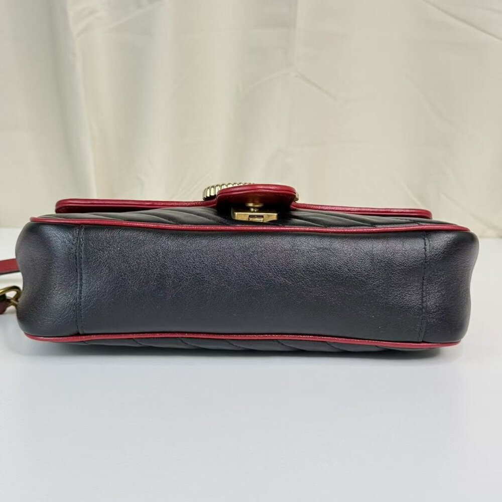Gucci Black Leather Medium Marmont Flap Shoulder Bag - Picture 5 of 8